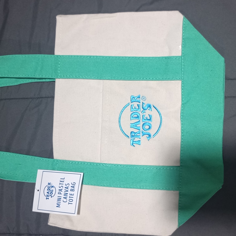 Green Trader Joe's Mini Pastel Tote Bag